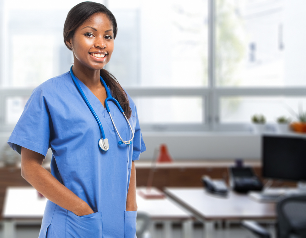 Black nurse isolated at the hospital